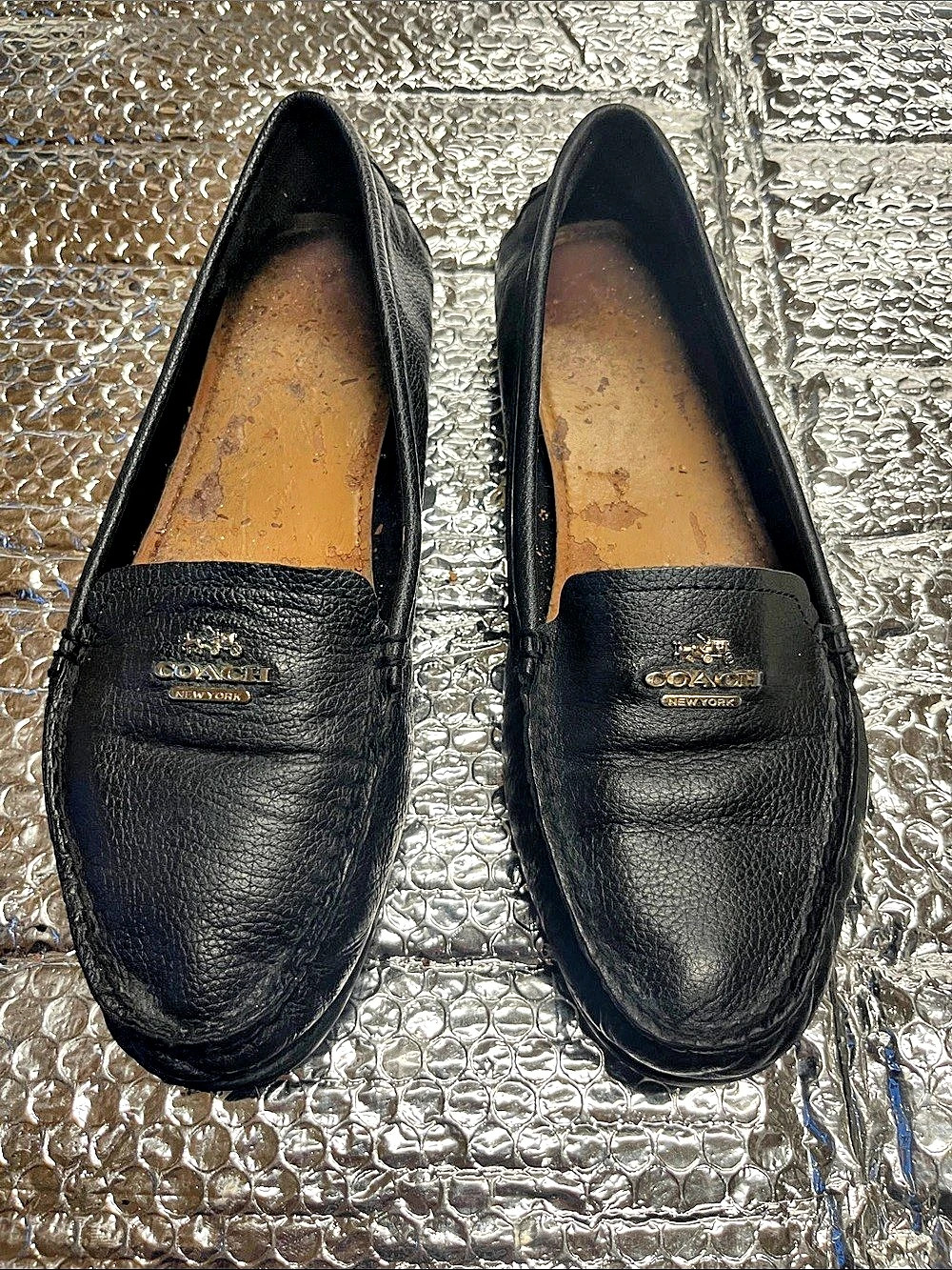 Coach Sculpted C Driver Loafer Black Leather Loafers